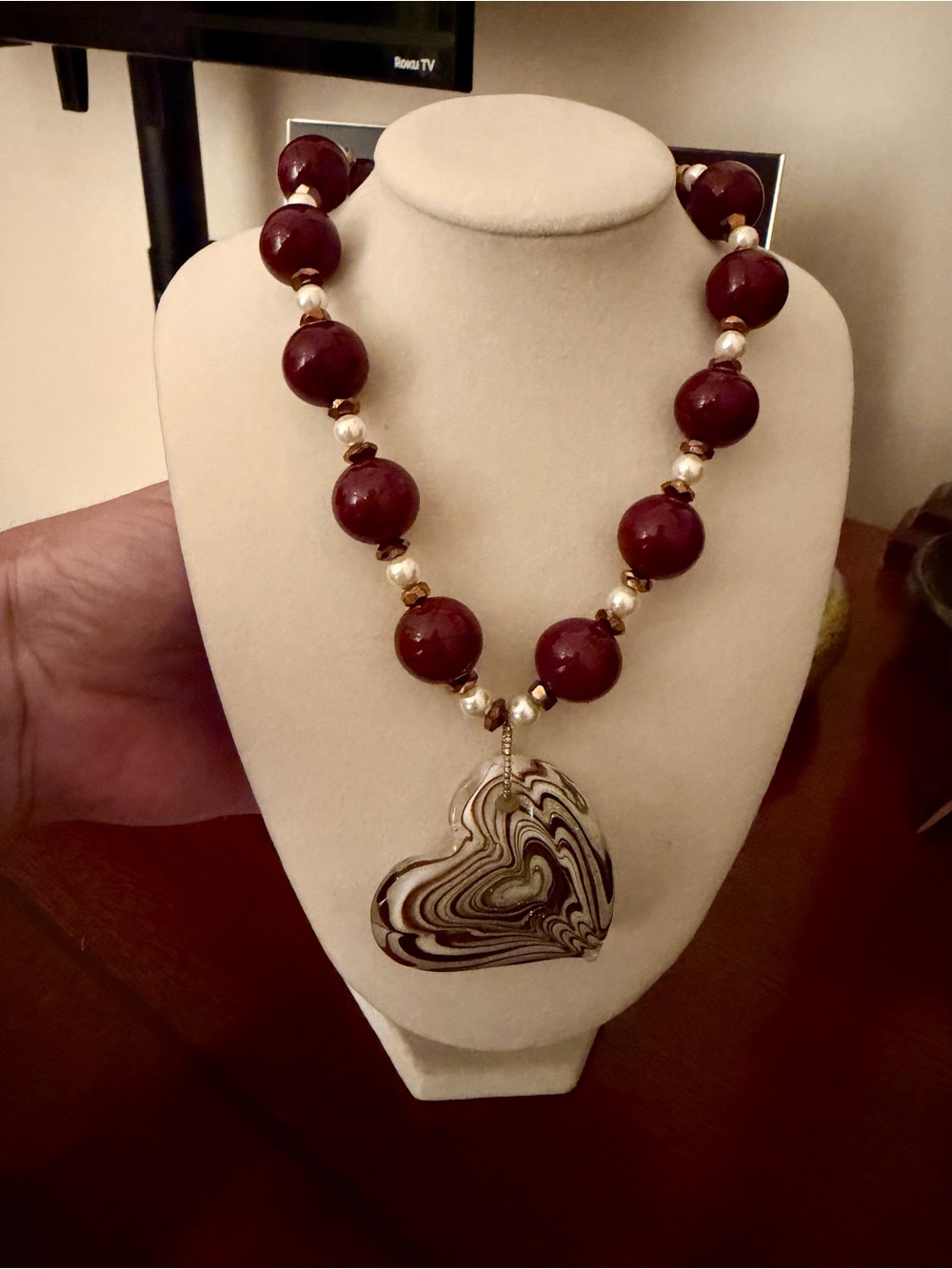 Mutant Glass Venetian Marble Heart Pendant Necklace